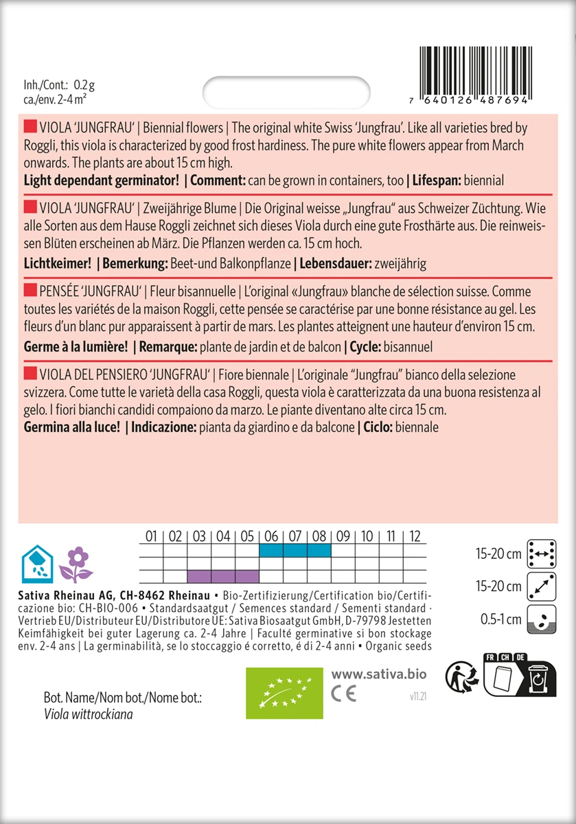Viola Jungfrau | BIO Hornveilchensamen Von Sativa Rheinau 4 Viola Jungfrau | BIO Hornveilchensamen Von Sativa Rheinau - Image 2