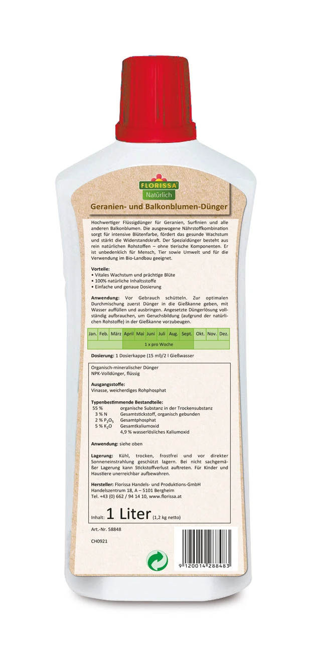 Geranien- Und Balkonblumendünger (1 L) | BIO Dünger Von Florissa 3 Geranien- Und Balkonblumendünger (1 L) | BIO Dünger Von Florissa